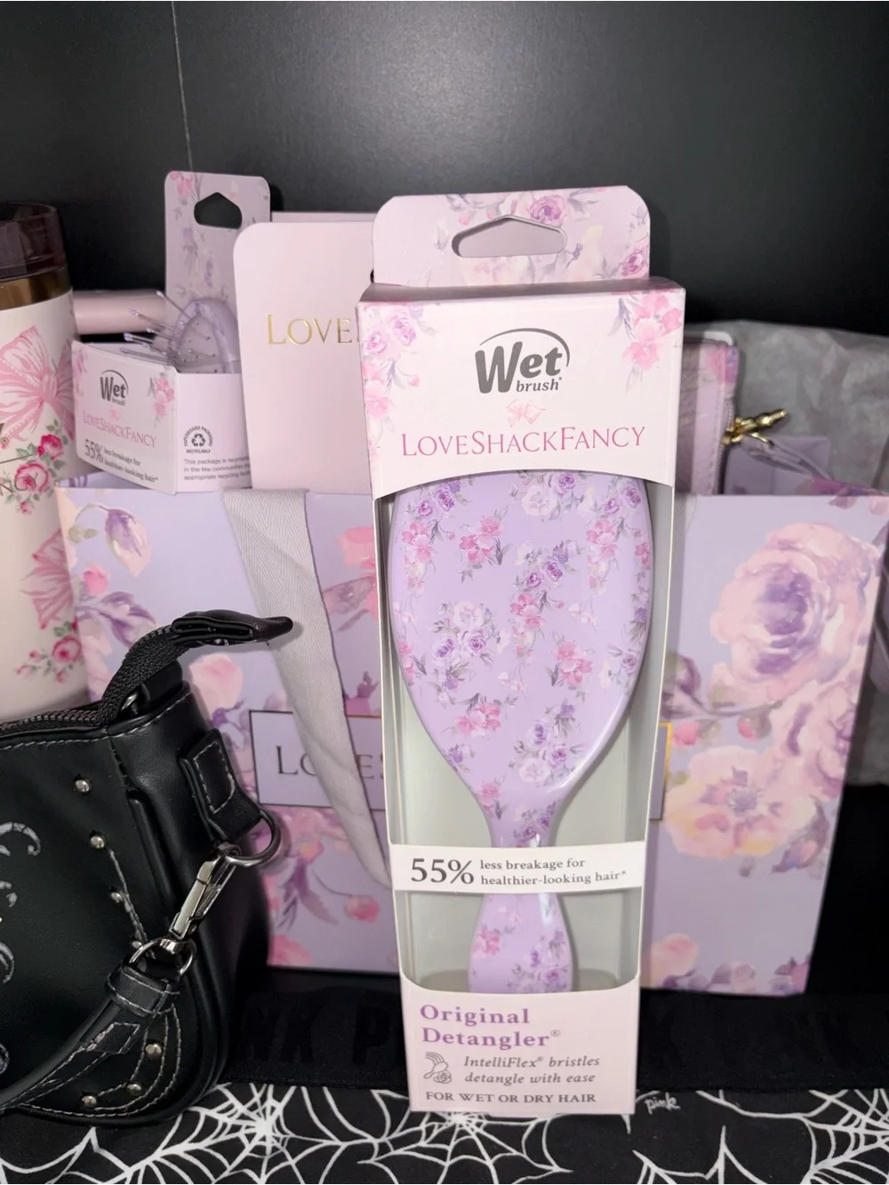 LoveShackFancy X Wet Brush happy thoughts hibiscus hair brush